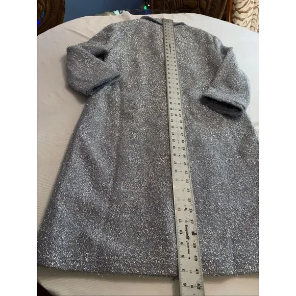 Kate Spade Metallic Tinsel Silver Wool Moonlight Coat Size 4 New - Picture 8 of 10
